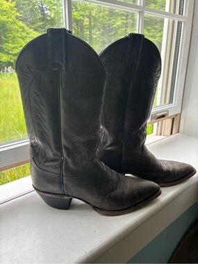 Justin Boots Black Leather Western Cowboy Boots